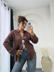 Zara Saten Gömlek Acıkahve