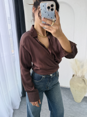 Zara Saten Gömlek Acıkahve