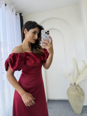 Sole Abiye Elbise Bordo