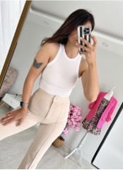 Çimalı Pantolon Krem