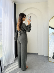 Kabartmalı Dilvin Triko Takım Haki