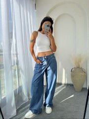 Yan Kemerli Baggy Jean