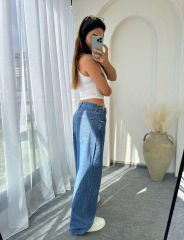 Yan Kemerli Baggy Jean