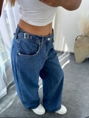Yan Kemerli Baggy Jean