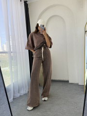 Eskitme Oversize Takım Kahverengi