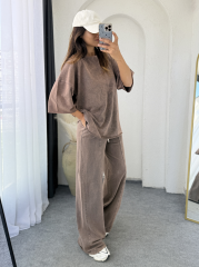 Eskitme Oversize Takım Kahverengi