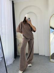 Eskitme Oversize Takım Kahverengi