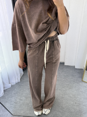 Eskitme Oversize Takım Kahverengi