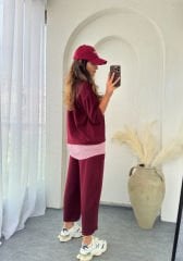 Gömlekli Modal Takım Bordo