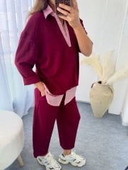Gömlekli Modal Takım Bordo