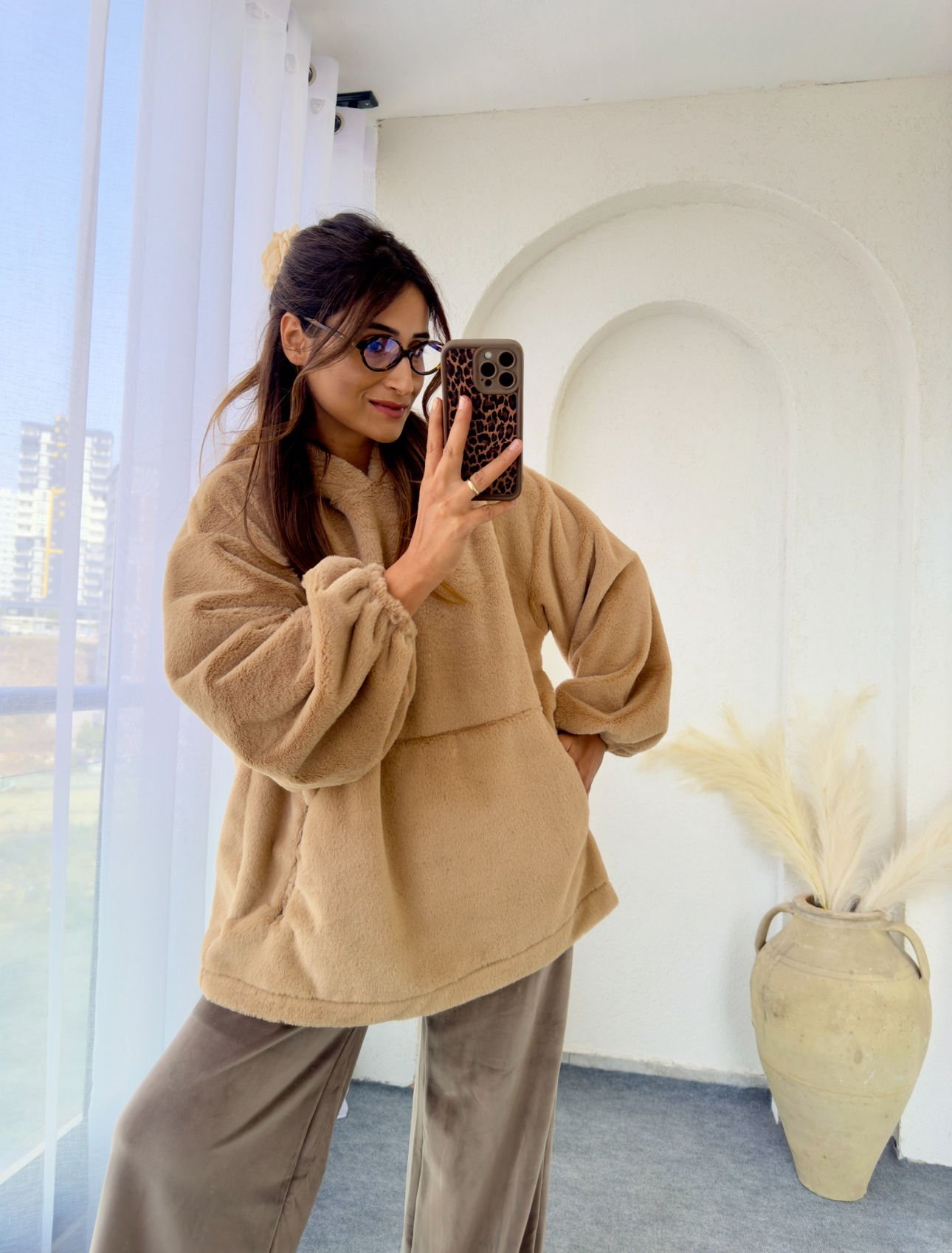 Massi Peluş Sweat Bej