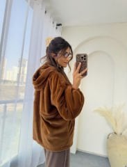 Massi Peluş Sweat Kahve