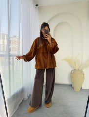 Massi Peluş Sweat Kahve