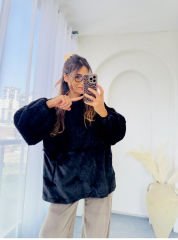 Massi Peluş Sweat Siyah