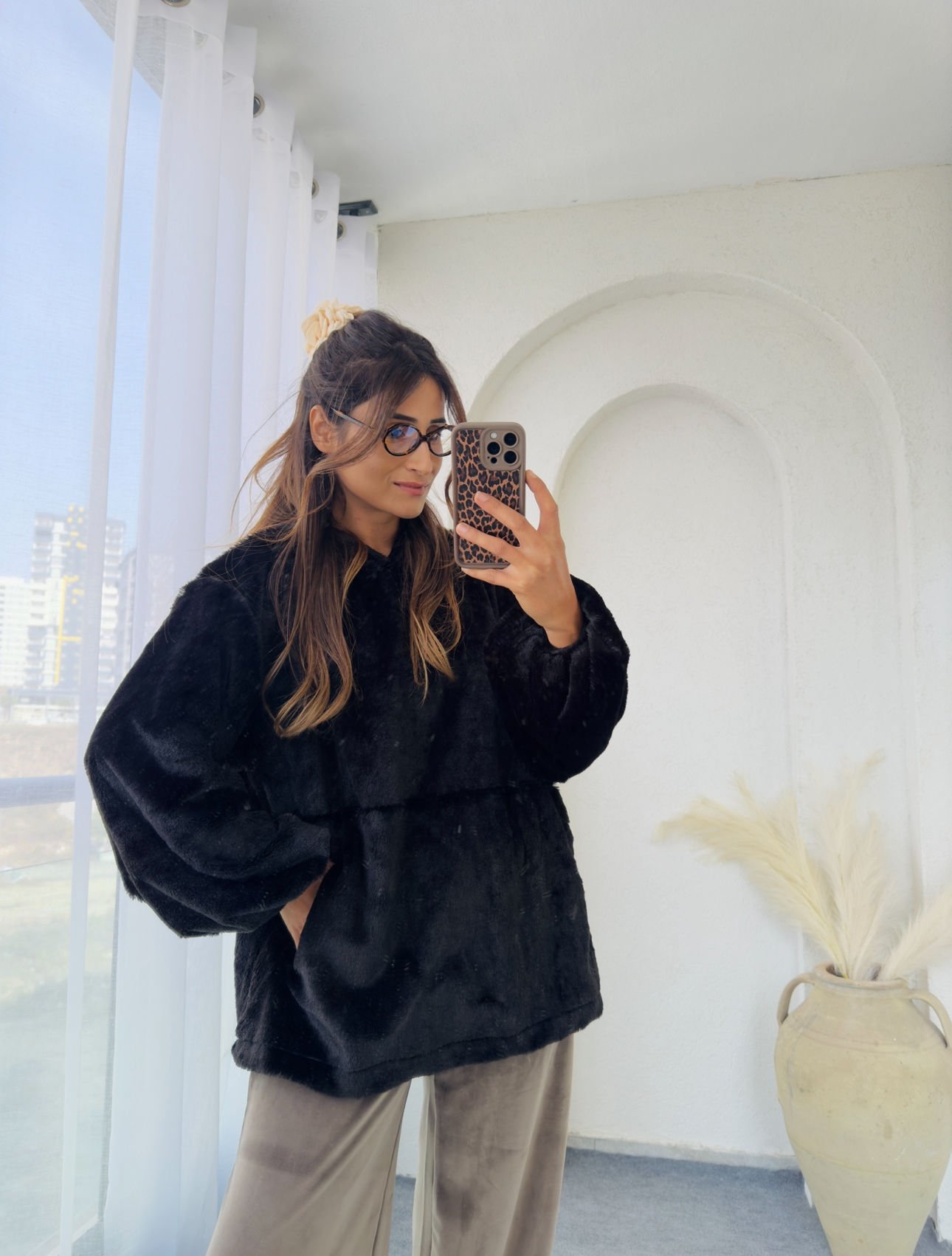 Massi Peluş Sweat Siyah