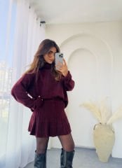 TRİKO ETEK TAKIM BORDO