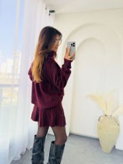 TRİKO ETEK TAKIM BORDO