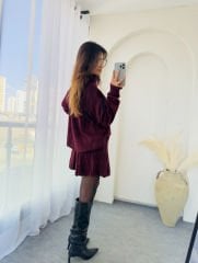 TRİKO ETEK TAKIM BORDO