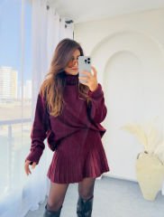 TRİKO ETEK TAKIM BORDO