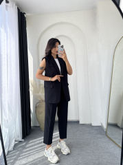 Zara Vatkalı Yelek Takım Siyah
