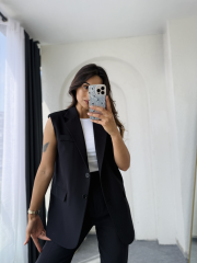 Zara Vatkalı Yelek Takım Siyah
