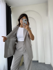 Zara Vatkalı Yelek Takım Gri