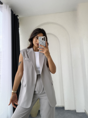 Zara Vatkalı Yelek Takım Gri