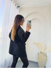 TAŞLI BLAZER CEKET SİYAH