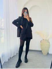 TAŞLI BLAZER CEKET SİYAH