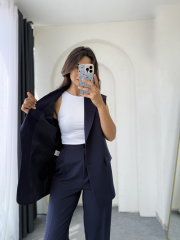 Zara Vatkalı Yelek Takım Lacivert