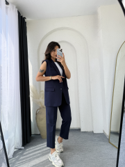 Zara Vatkalı Yelek Takım Lacivert