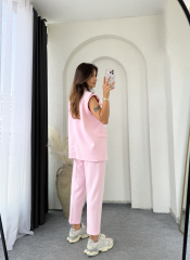Zara Vatkalı Yelek Takım Tozpembe