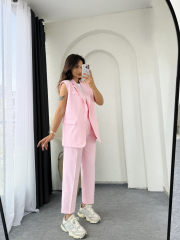 Zara Vatkalı Yelek Takım Tozpembe