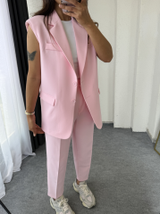 Zara Vatkalı Yelek Takım Tozpembe