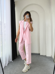 Zara Vatkalı Yelek Takım Tozpembe