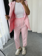 Zara Vatkalı Yelek Takım Tozpembe