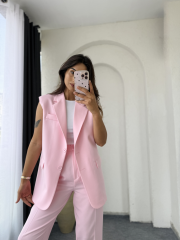 Zara Vatkalı Yelek Takım Tozpembe