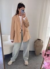 OVERSİZE KETEN BLAZER SÜTLÜKAHVE