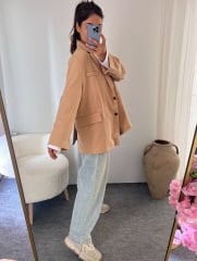 OVERSİZE KETEN BLAZER SÜTLÜKAHVE