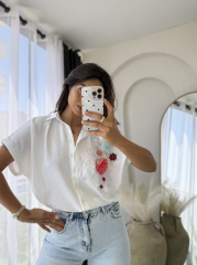 İşlemeli Oversize Gömlek
