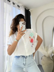 İşlemeli Oversize Gömlek