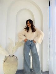 Lolita Crop Kürk Bej