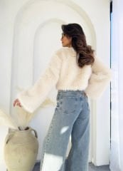 Lolita Crop Kürk Bej