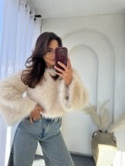 Lolita Crop Kürk Bej