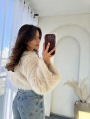 Lolita Crop Kürk Bej