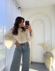 Lolita Crop Kürk Bej