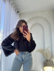 Lolita Crop Kürk Siyah