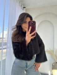 Lolita Crop Kürk Siyah