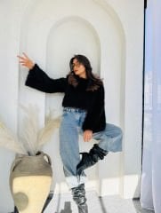 Lolita Crop Kürk Siyah