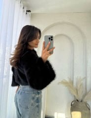 Lolita Crop Kürk Siyah